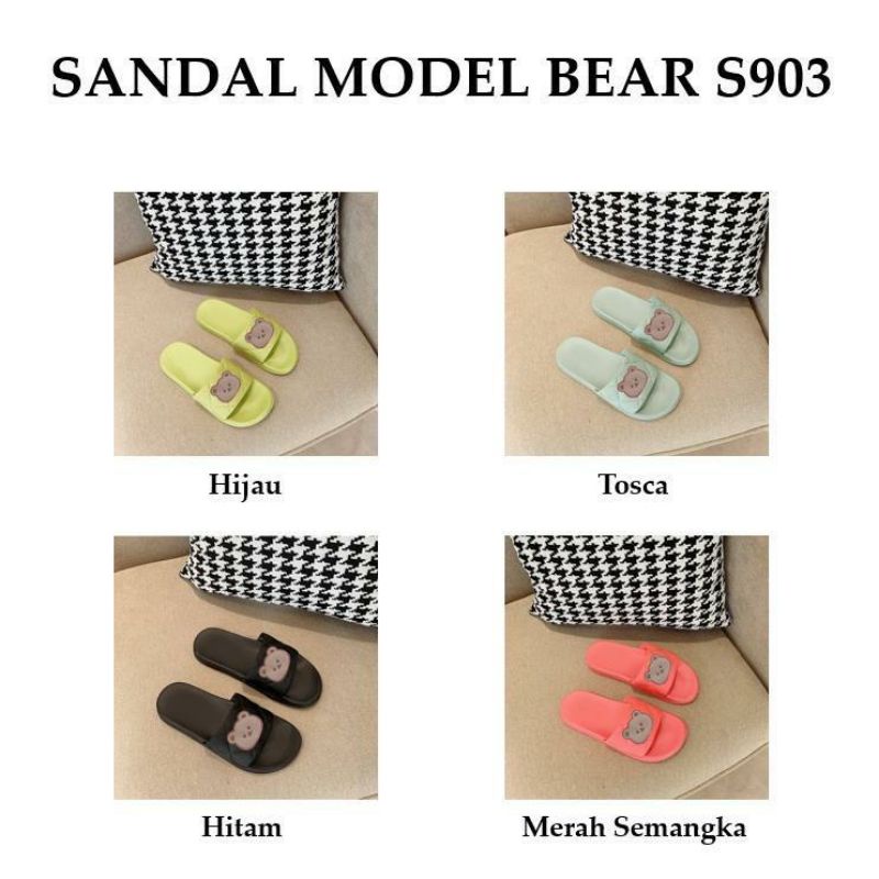 BATAM SHOPPING MALL (IAR) S903 Sandal Wanita Motif Bear / Sandal Lucu & Imut / Sandal Fashion Cewek 