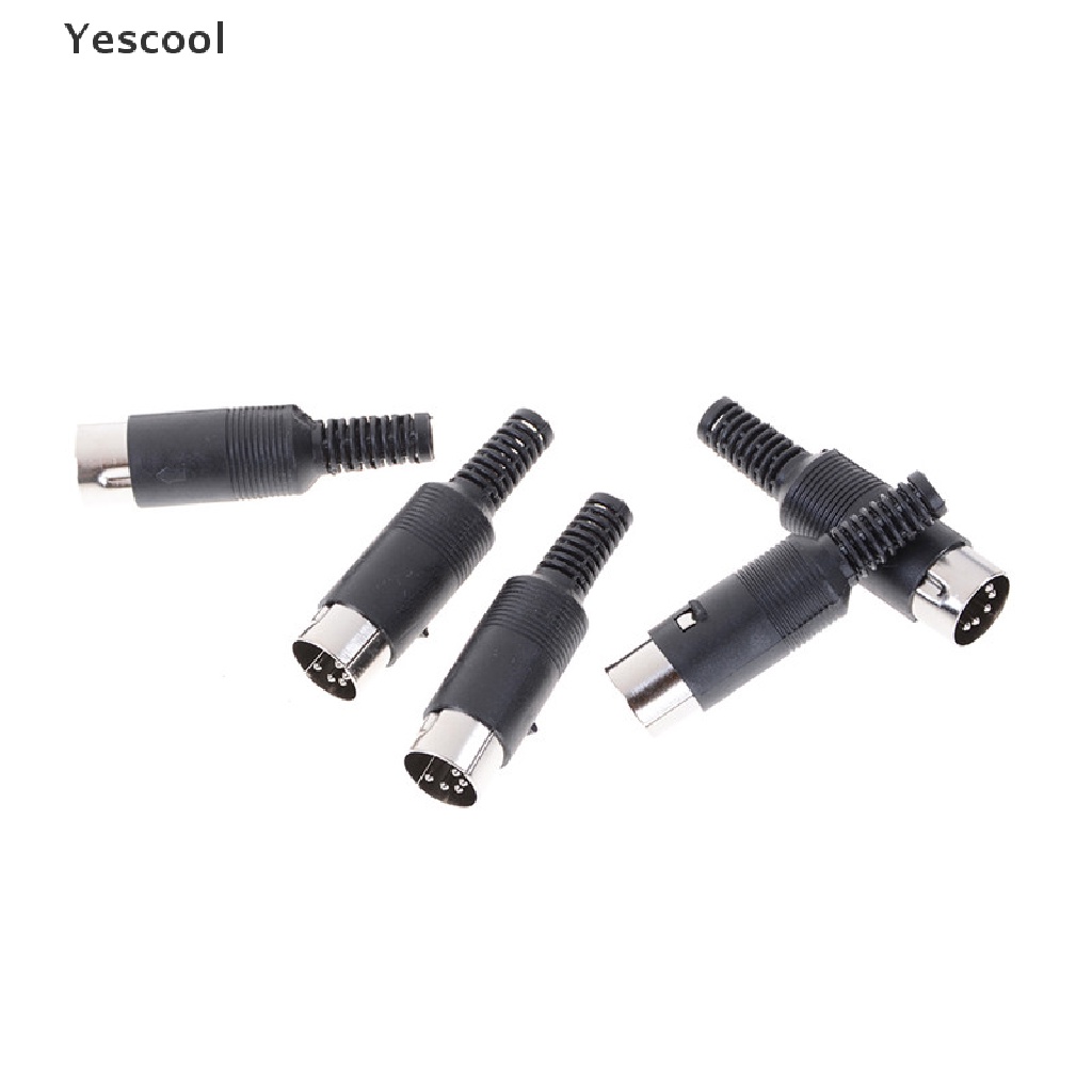 Yescool 5pcs Konektor Kabel Adapter DIN male Plug 5 Pin Dengan Gagang Plastik