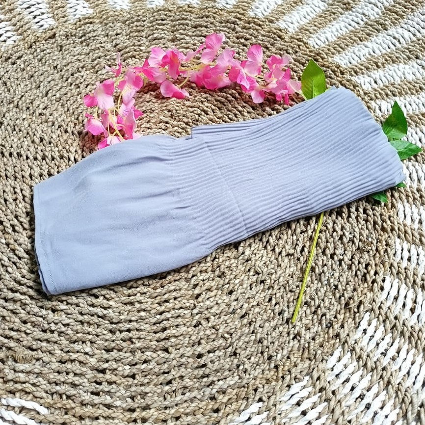 (lanjutan warna part 2)Pashmina Plisket Shawl/Pashmina Plisket Pashmina Diamond crep/Pashmina pleate-abu muda