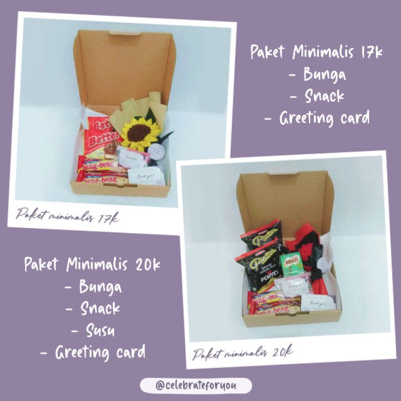 

Hampers snack bunga paket minimalis murah meriah