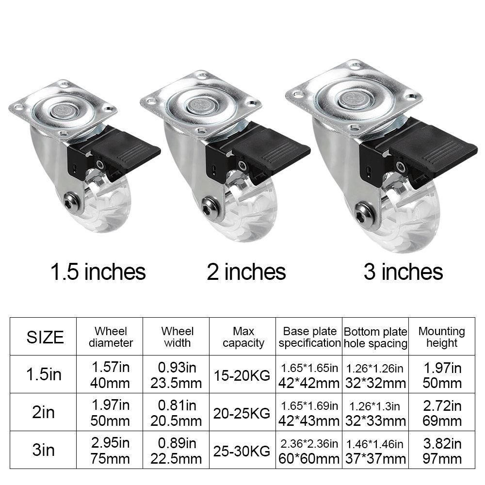 Kastor Kursi Nanas Katrol Transparan Empuk Roda Karet Furniture Caster