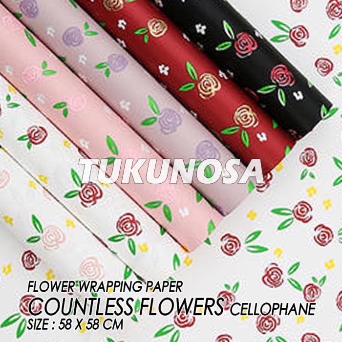 

FLOWER WRAPPING PAPER COUNTLESS FLOWERS CELLOPHANE - KERTAS BUKET BUNGA