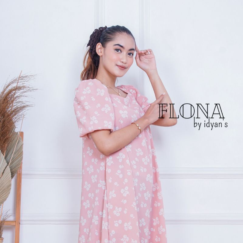 DRESS FLONA BY IDYANS / MIDI DRESS CRINKLE / DRESS WANITA