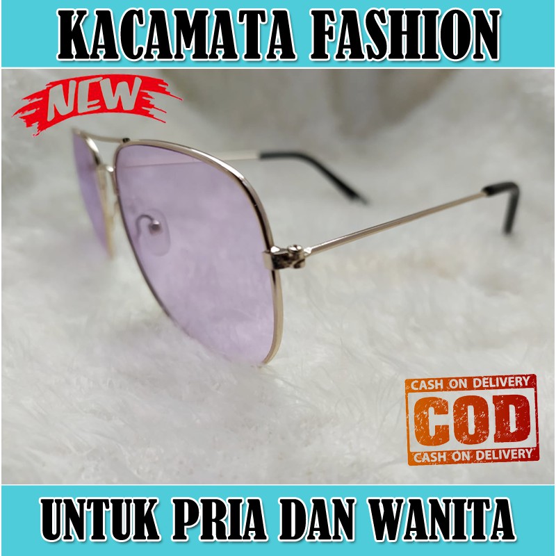 Kacamata Fashion Pria Wanita Model Aviator Lens Transparan multicolor Kaca mata Aviator Unisex