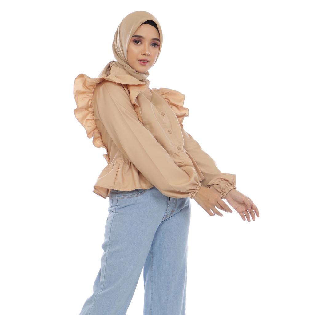 Croptee Ruffle Varisha - Atasan Crop Wanita Bahan Katun Ima