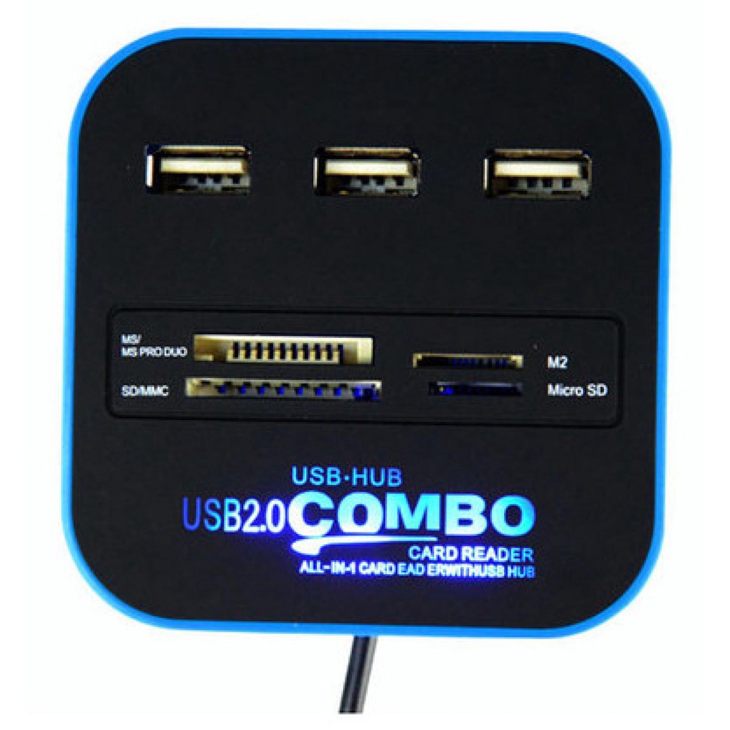 Combo Multi Card Reader + 3 USB HUB 2.0 Splitter ( Al-Yusi )