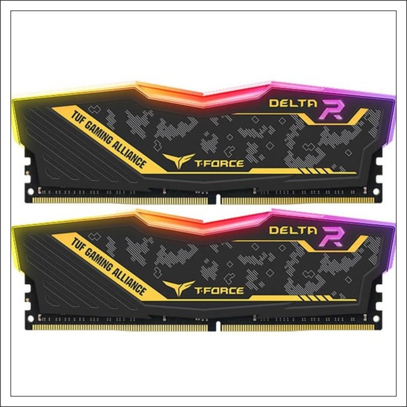 Ram team delta t-force tuf gaming 32gb ddr4 16gbx2 dual channel 3200mhz pc4-25600 1.35v longdimm for pc cpu komputer