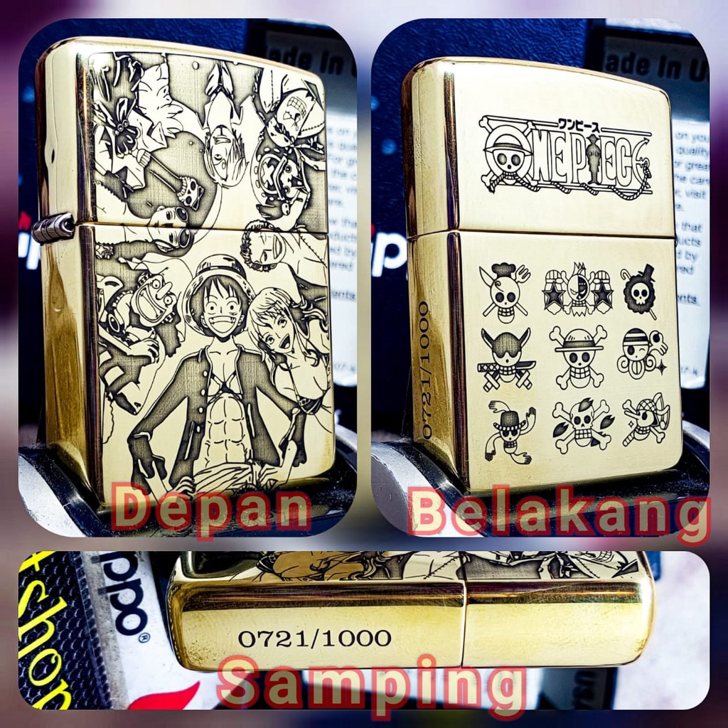 ⭐⭐⭐⭐⭐ Zippo Original One Piece Luffy 3 Side Brass