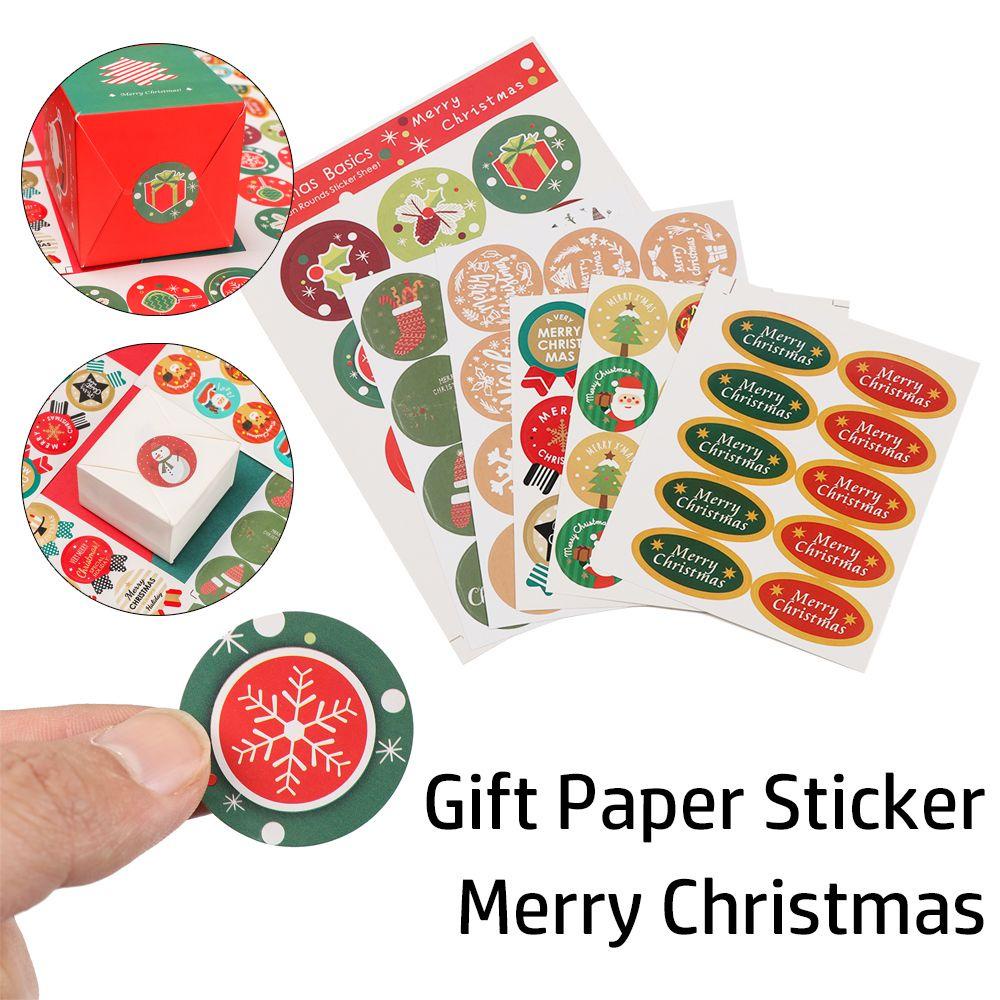 Populer 5lembar Kertas Hadiah Stiker Hiasan Kue Cookie Candy Tag Sealing Biskuit Paket Xmas Ornamen