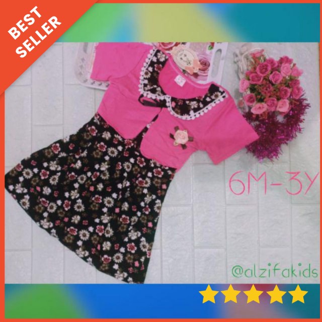 0-3T Dress anak IMPOR/dress anak perempuan/PRINTED  DRESS/dress 100% KATUN PREMIUM QUALITY