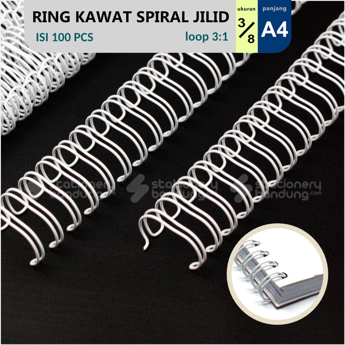 

READY Ring Kawat Spiral Jilid 3/8 A4 Spiral Wire 3/8 A4 3:1 35Lobang - Putih DISKON