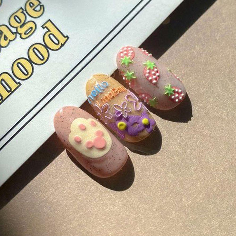 [Elegan] Kartun Stiker Kuku Lina Bell Tipis Tangguh Bunga Strawberry Kelinci Beruang DIY Nail Art Dekorasi