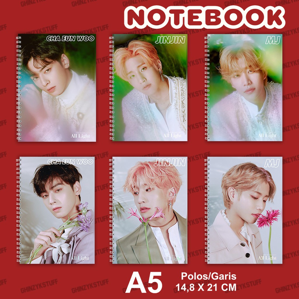 

Notebook A5 (14,8x21cm) Astro KPOP Cha Eun Woo Jinjin MJ Moonbin Rocky Sanha All Light