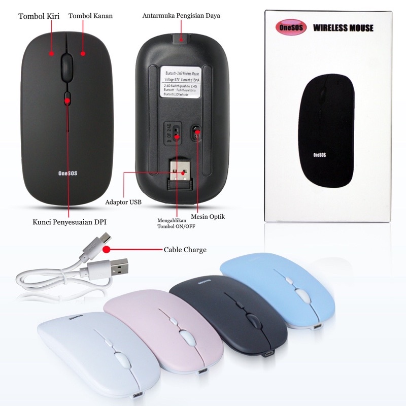 Mouse Dual Mode 2.4Ghz Wireless Bluetooth 2 In 1 Cordless Mouse