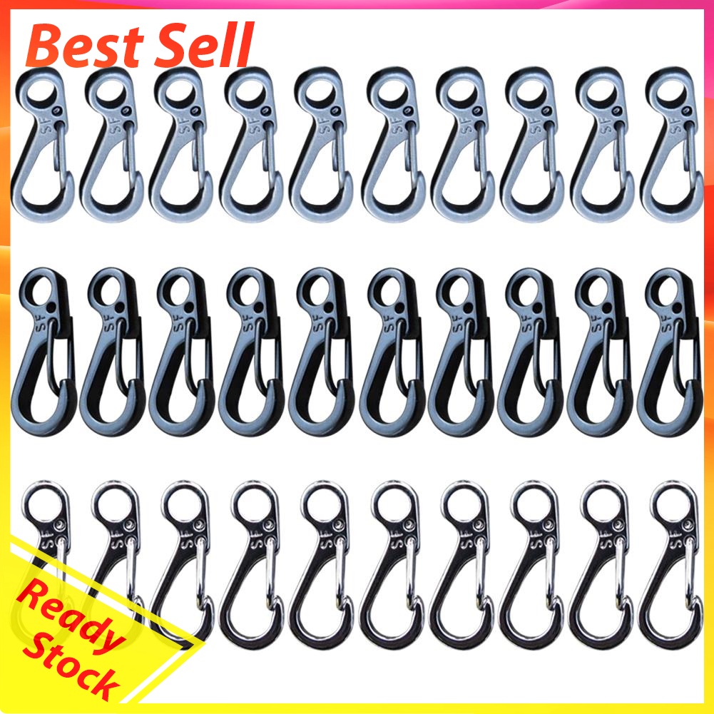 10pcs Mini Carabiner Keychain Outdoor Climbing Spring Buckle Hook EDC Tool