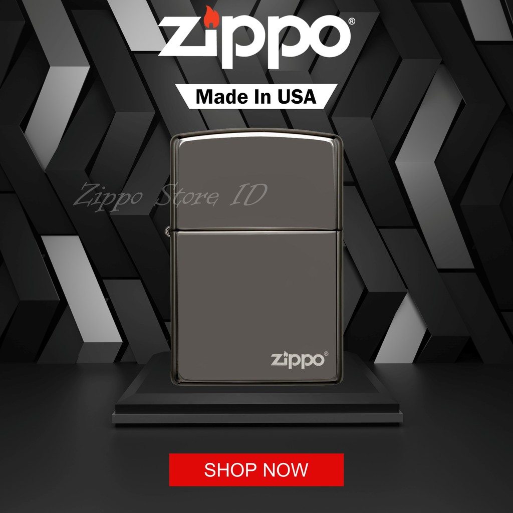 KOREK API ZIPPO ORIGINAL CLASSIC BLACK ICE ZIPPO LOGO 150ZL RESMI USA