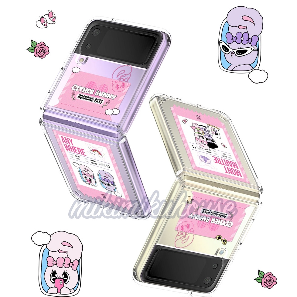 OFFICIAL KOREA ESTHER BUNNY Z FLIP 4 Z FLIP 3 CASE CASING ZFLIP3 TRAVEL JELL HARD JELLY SAMSUNG GALA