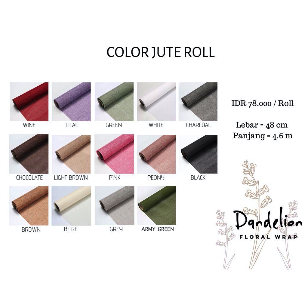 

KOREAN COLOR JUTE ROLL KERTAS BUKET BUNGA (1 ROLL)/ FLOWER WRAP/ PEMBUNGKUS BUNGA HAND BOUQUET