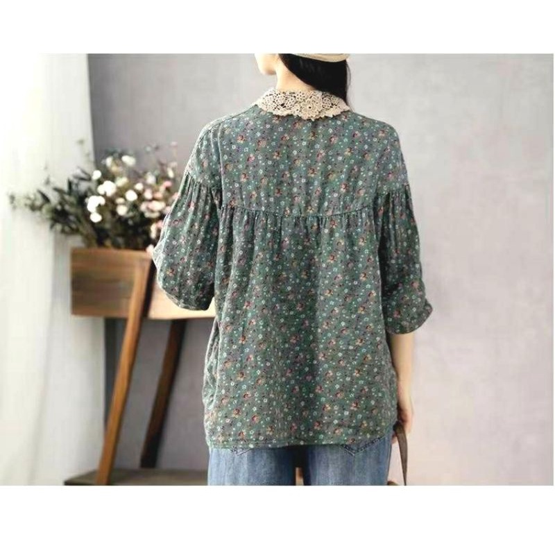 MDLV ~ 9870# Gardennia Babydoll Top Atasn Blouse Korea Import