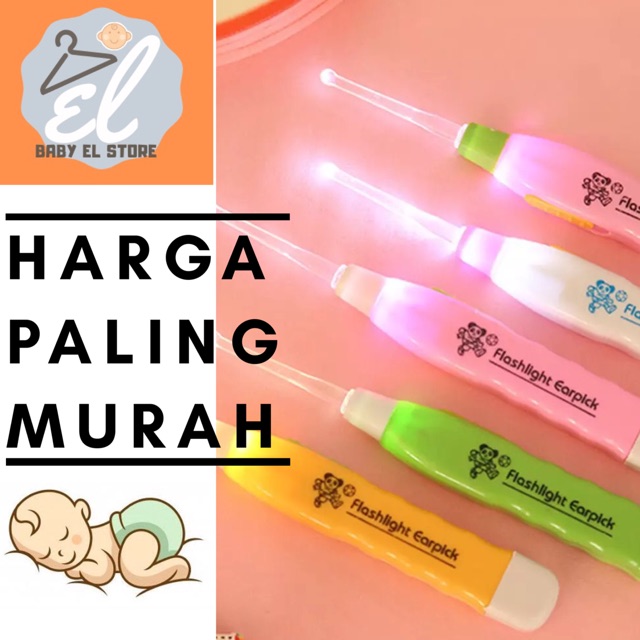 [BABY EL STORE] Earpick Korek Kuping Telinga LED Lampu Karakter Nyala Import Flashlight Earpick Baby Bayi