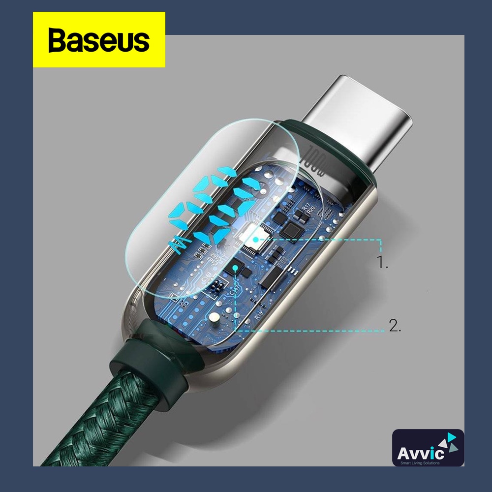 BASEUS Kabel Data Type C to Type C PD Fast Charging LED Display 100W