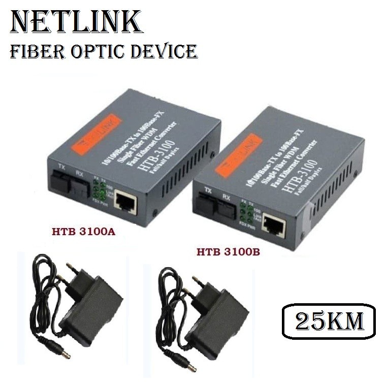 HTB-3100A/B 25KM NetLINK 10/100Mbps Single-Fiber Optical Device Media Converter Kabel Optical