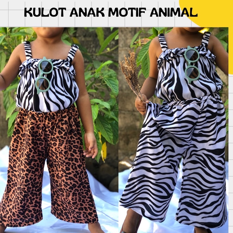 Celana Kulot Anak Motif Animal Kain Rayon Bali