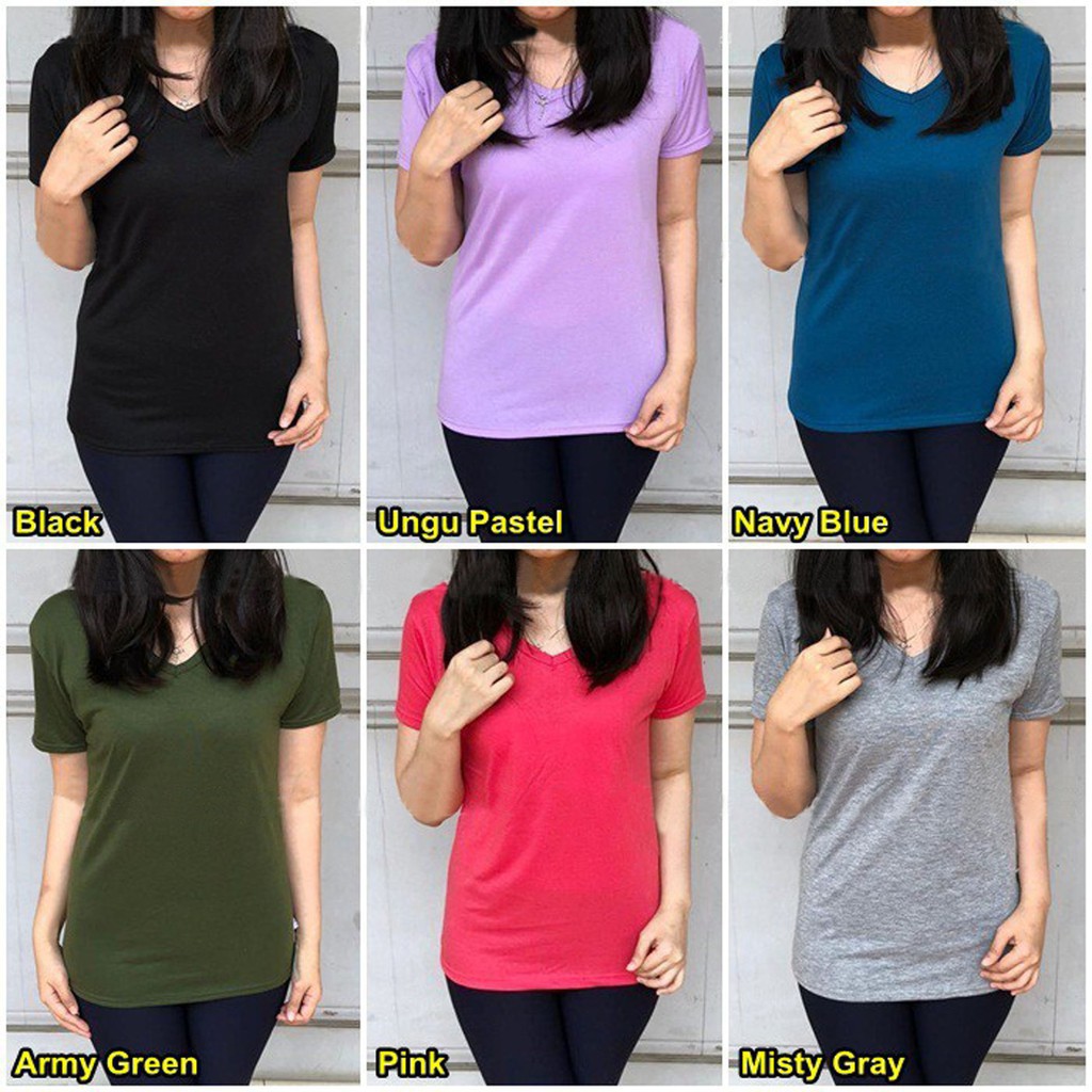 KAOS POLOS VNECK | KAOS OBLONG BASIC WANITA