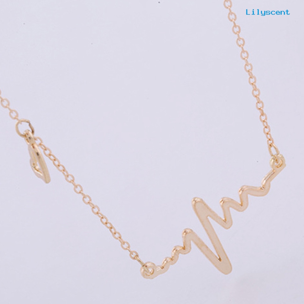 Kalung Desain Detak Jantung Rhythm Bahan Alloy Untuk Wanita