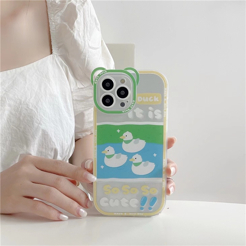 Soft Case Silikon TPU Motif Bebek Putih Untuk iPhone 13 12 11 Pro Max X Xr Xs Max SE 2020 8 7 6 6s Plus