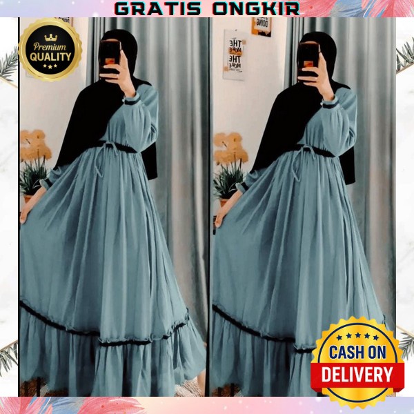 Baju Gamis Pesta Kondangan Remaja Perempuan Baju Muslim Casual Dress Dres Syari Import Premium Gamis