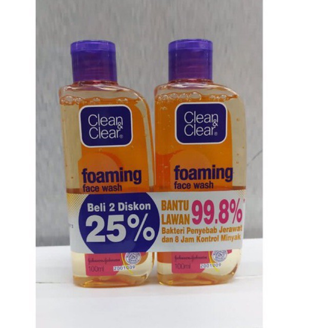 Clean &amp; Clear Foaming Face Wash Twin Pack 100ml (Isi 2) (NEW PACKAGE)