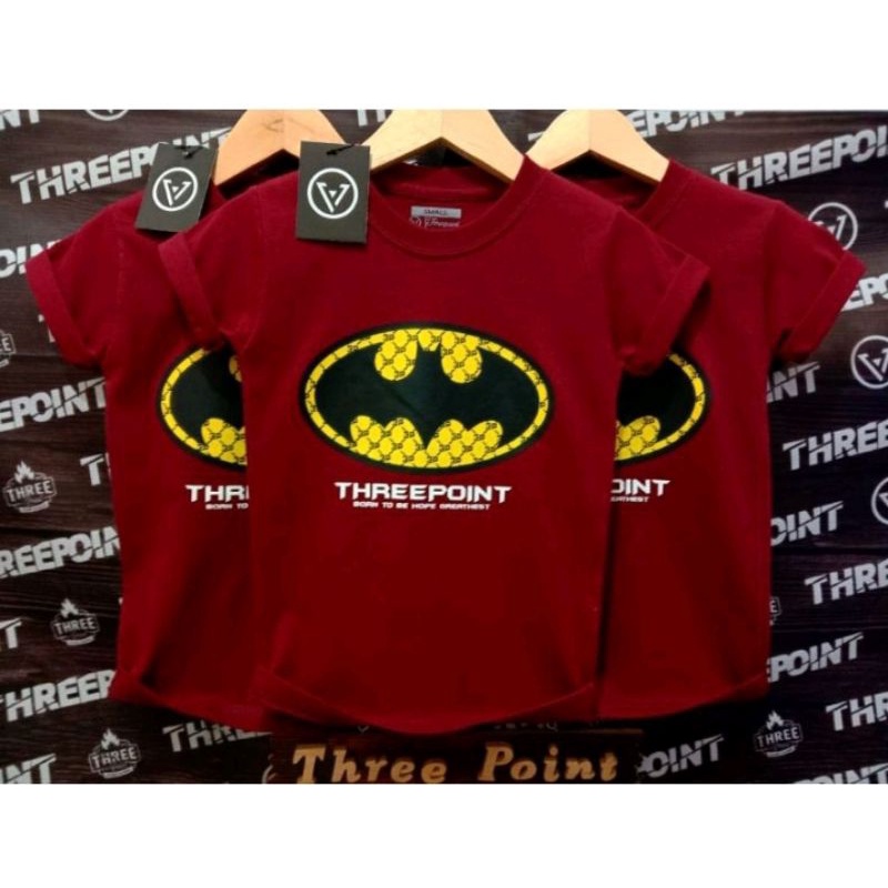 kaos anak three point || BATMAN MAROON ||