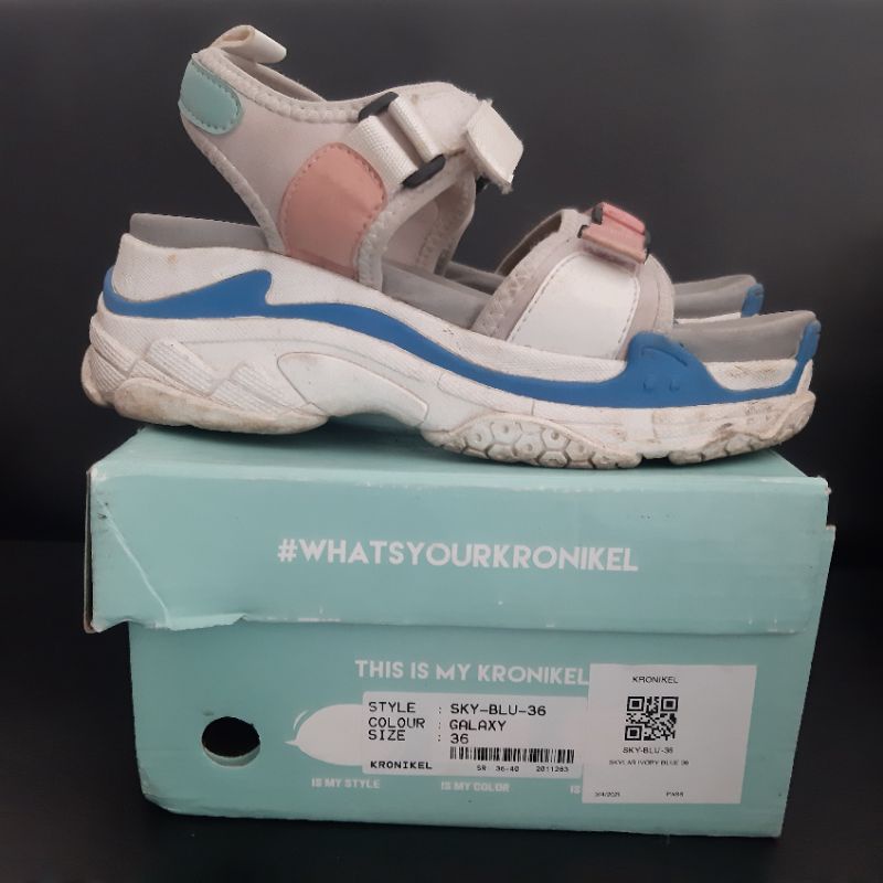 Sepatu Sandal Wanita Kronikel Project Skylar Ivory Blue Galaxy Ukuran 36 Original
