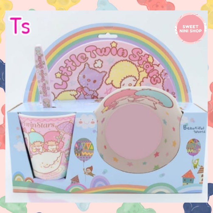 L.Maryanne Set Piring Melamin Hello Kitty My Melody Doraemon Twin Stars Minion - Twin Stars