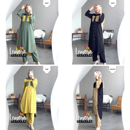 JCO (COD) SET LEMORA DRESS GAMIS SETELAN CELANA PANJANG
