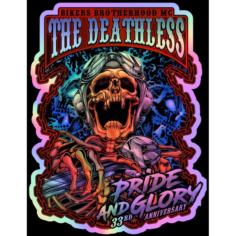 Stiker Hologram Original 33rd Anniversary of Bikers Brotherhood MC