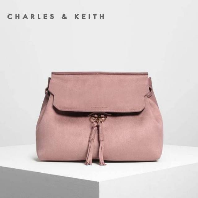 Tas Gendong Ransel CK Charles & Keith ORI Mauve Large Backpack Slingbag Shoulderbag