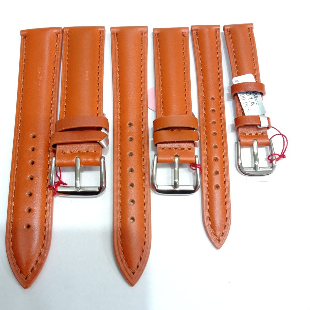 TALI KULIT JAM TANGAN STRAP WATCH ORIGINAL COKLAT MUDA UKURAN 12 MM - 22 MM