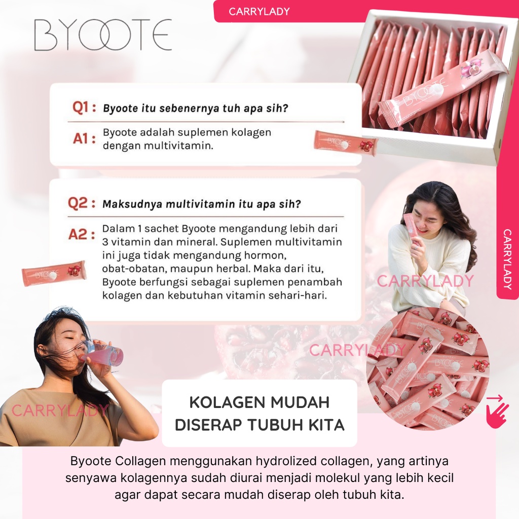 BYOOTE COLLAGEN 1 BOX ISI 16 SACHET GLUTAHIONE GLOWING WHITENING BPOM HALAL BYOTE BYOTEE