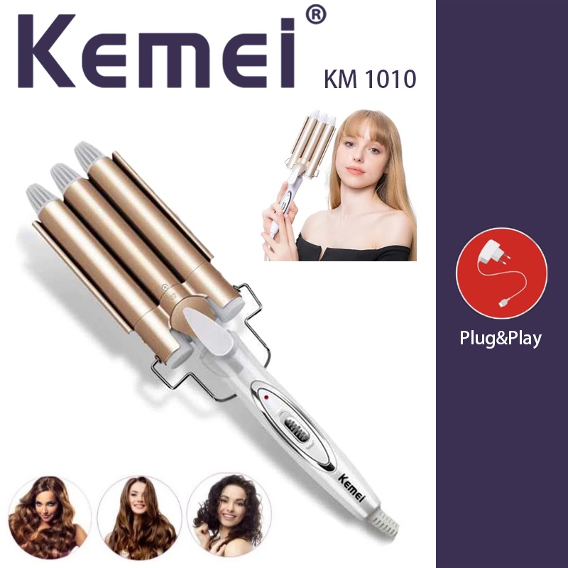 KEMEI / CT KM-1010 / Kemei Curly Straightener / Klintong Big Wave With 3 Barrels