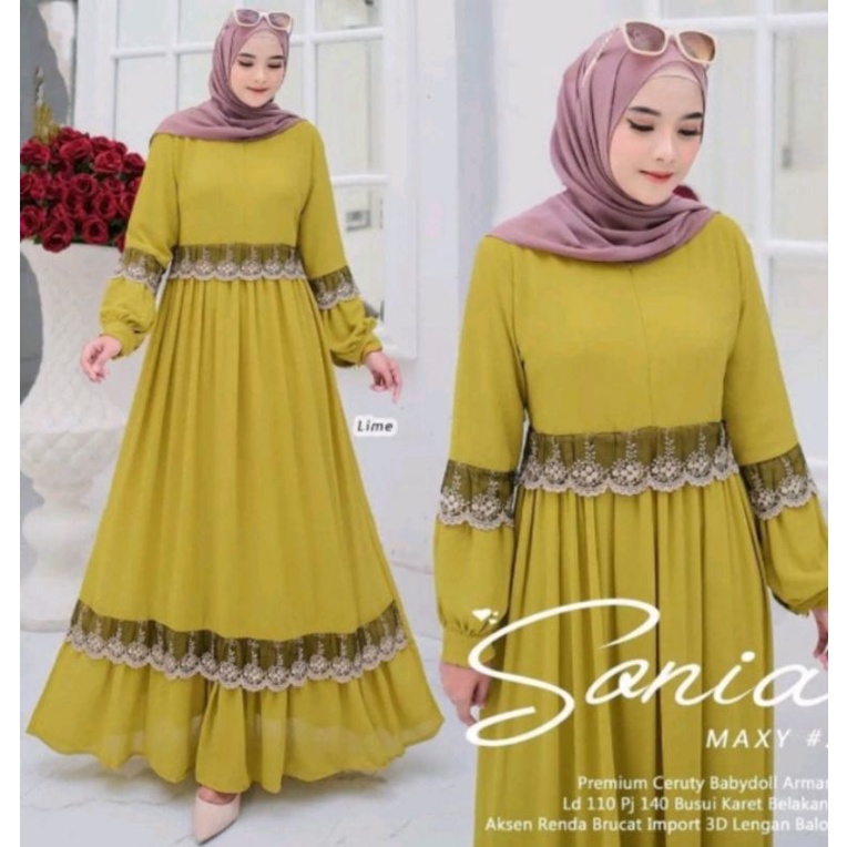 invinov_Baju gamis wanita busui bahan ceruty premium terbaru kekinian termurah