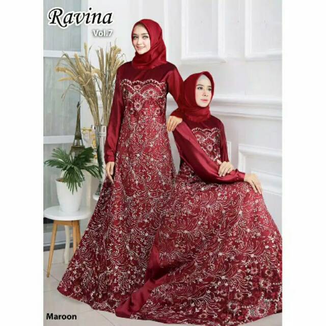 GAMIS DRESS PESTA TILE RAVINA / GAUN MEWAHPESTA MUSLIM / BAJU HIJAB BRUKAT
