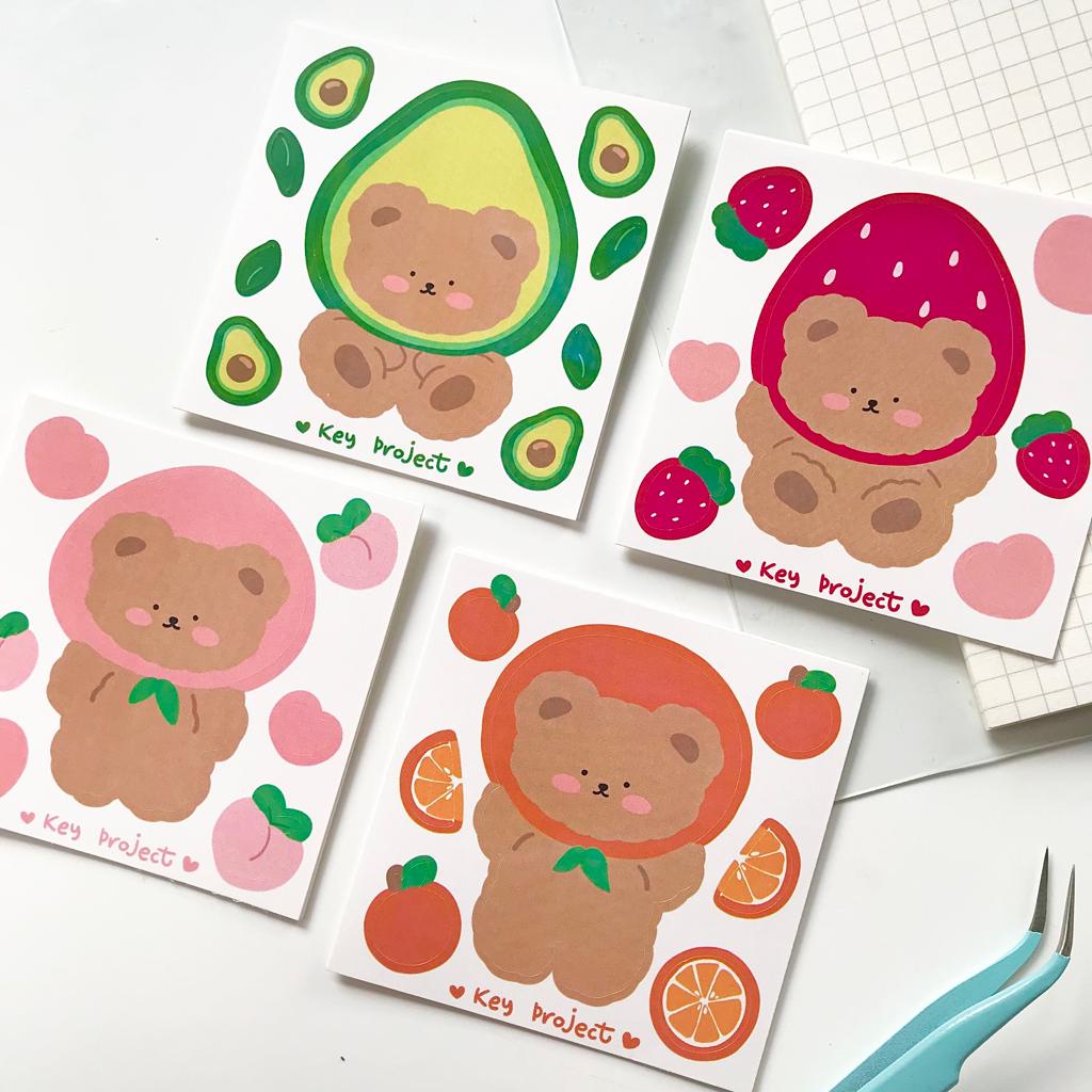 

Fruity bear sticker sheet/ stiker dekorasi jurnal