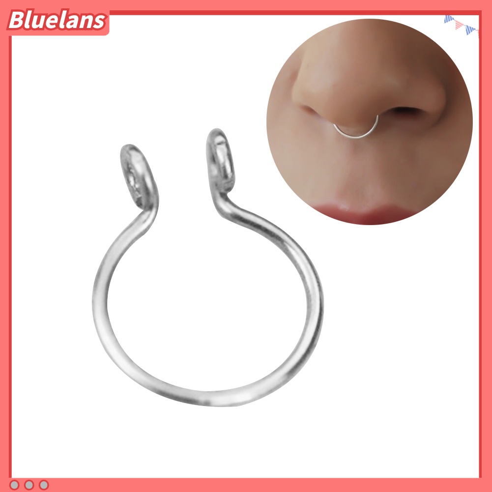 Bluelans Fashion Thin Brass Non-Piercing Loop Open Nose Ring Women Jewelry Charm Decor