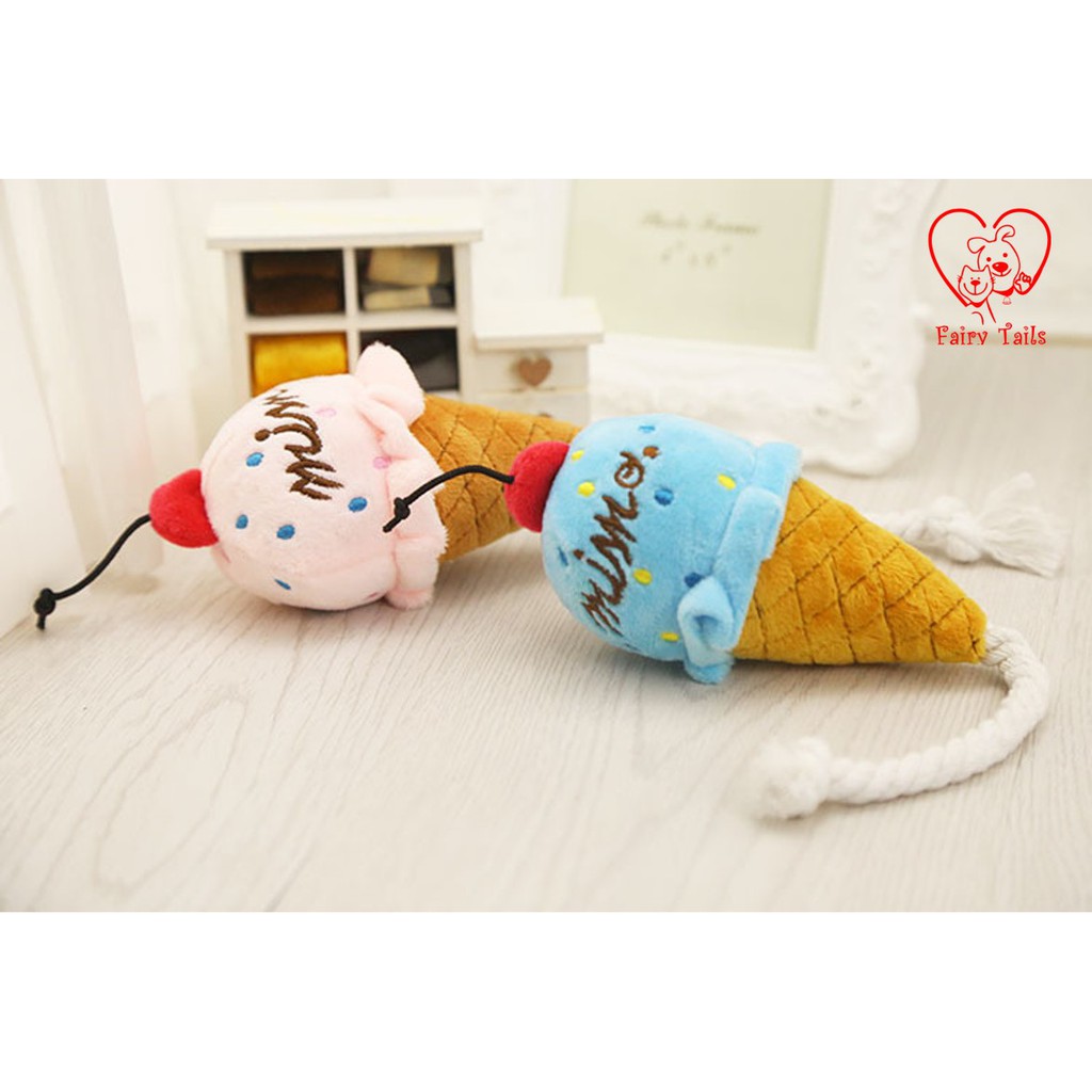 Mainan Interaktif Es Krim Cone (dengan tali) Untuk Anjing Kucing | Dog Cat Interactive Chew Toy