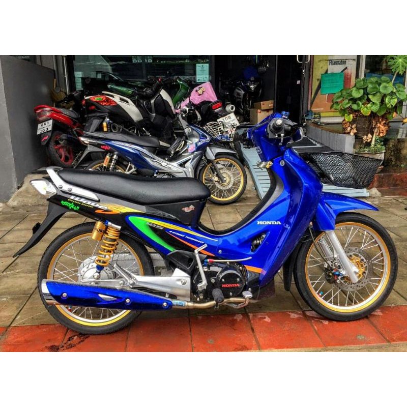 striping wave 125s karisma biru hitam