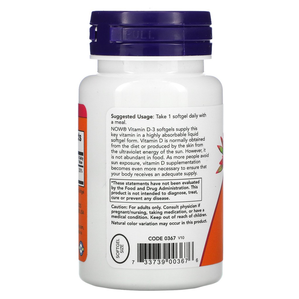 Now Foods Vitamin D3 2,000 IU 120 Softgels D3 2,000IU Vit D 2000 IU