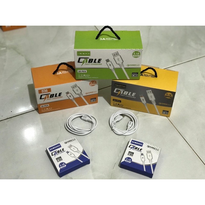 kabel data fast charging 3.1A original + packing C80 Lightning / mirco / tipe c