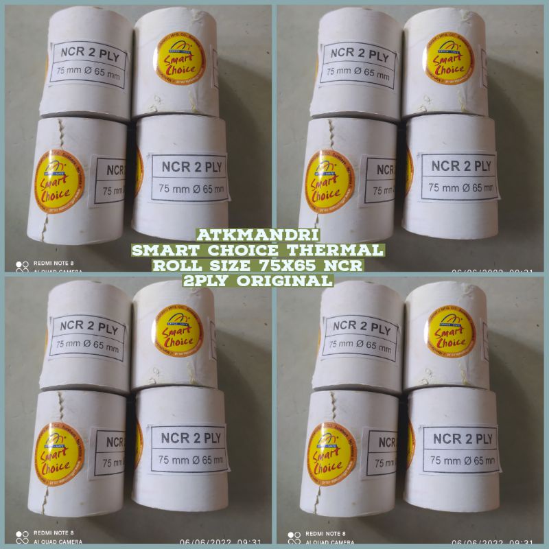 

KERTAS THERMAL SMART CHOICE SIZE 75X65 NCR 2PLY ROLL ORIGINAL